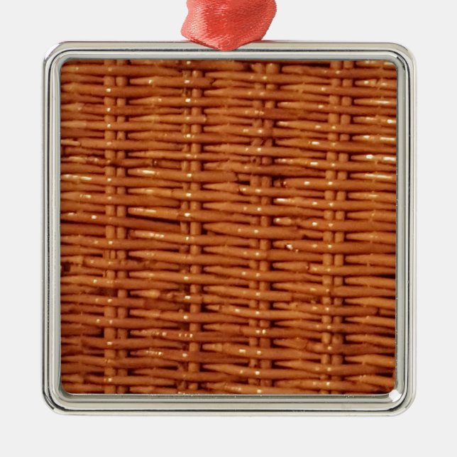 Rustic Brown Wicker Picnic Basket Land Stil Julgransprydnad Metall (Framsidan)