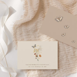 Rustic Brown Wildblommor och Butterflies Bröllop Tack Kort