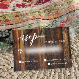 Rustic Brown Wood Avslappnad Request Bröllop OSA Kort