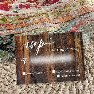 Rustic Brown Wood Avslappnad Request Bröllop OSA Kort
