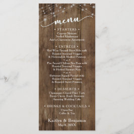 Rustic Brown Wood Fairy Ljus, Elegant Typography Meny