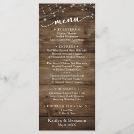 Rustic Brown Wood Fairy Ljus, Elegant Typography Meny