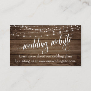 Rustic Brown Wood & Light Strings, Bröllop webbpla Tilläggskort