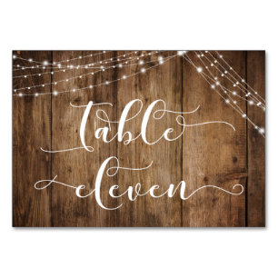 Rustic Brown Wood & Ljus Bord Elva Card Bordsnummer