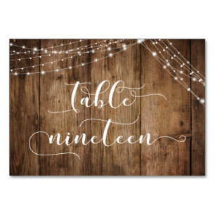 Rustic Brown Wood & Ljus Bord NINEEN Card Bordsnummer