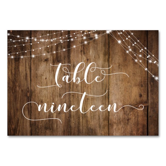 Rustic Brown Wood & Ljus Bord NINEEN Card Bordsnummer (Framsidan)