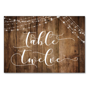 Rustic Brown Wood & Ljus Bord tolv-kort Bordsnummer