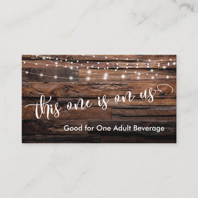 Rustic Brown Wood & Ljus Drink Biljett-höljen Tilläggskort (Framsida)