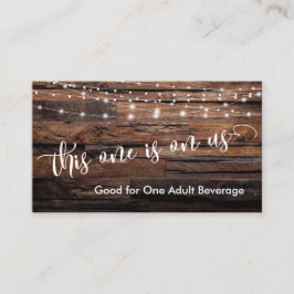 Rustic Brown Wood & Ljus Drink Biljett-höljen Tilläggskort