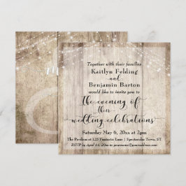 Rustic Brown Wood & Ljus Evening Bröllop Events Inbjudningar