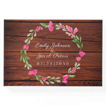 Rustic Brown Wood Rosa Blommigt Landsbyggsbröllop