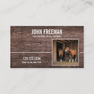 Rustic Brown Wood Struktur Horse Photo Equestrian Visitkort