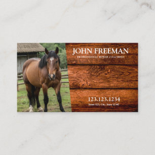 Rustic Brown Wood Struktur Horse Photo Equine Visitkort