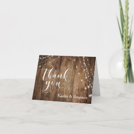 Rustic Brown Wood, White Light Strings Tack 1 Kort