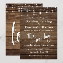 Rustic Brown Wood White Ljus & Script, Bröllop 2