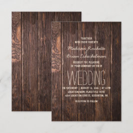 Rustic Brown Wooden Pallet Wedding bjudande Inbjudningar