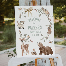 Rustic Brown Woodland Baby Shower Welcome Sign Fototryck