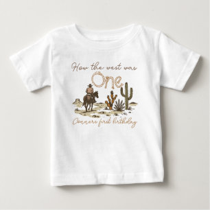 Rustic Brun Cowboy Hur Väst Var Ett 1-årsdag  T Shirt
