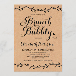 Rustic Brunch & BubLY Baby Shower Modern Laurels Inbjudningar