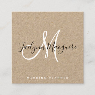 Rustic brunkol, papper elegant, monogram fyrkantigt visitkort