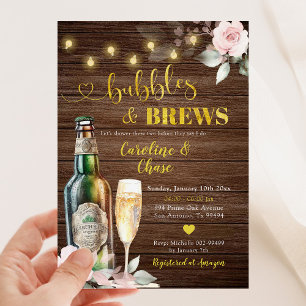 Rustic Bubbles and Brews Par Shower Inbjudningar