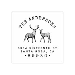 Rustic Buck & Doe Family Namn Returadress Stämpel