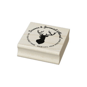 Rustic Buck Hjort Head Family Namn Adress Stämpel