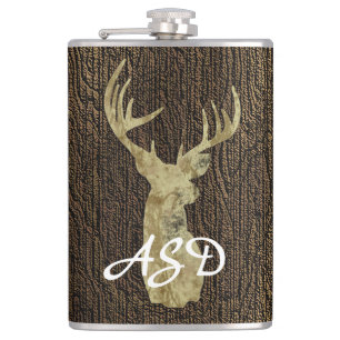 Rustic Buck Hjort Hunting Monogram Fickplunta