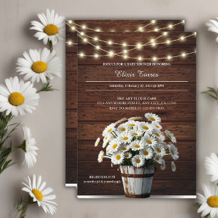 Rustic Bucket-Daisy i Bloom Baby Shower Inbjudningar