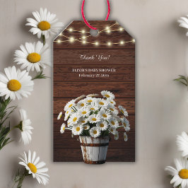 Rustic Bucket-Daisy i Bloom Baby Shower Presentetikett