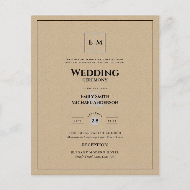 Rustic Budget Vintage bröllop Flygblad (Framsidan)