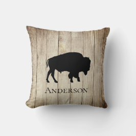 Rustic Buffalo Bison on Wood Kudde