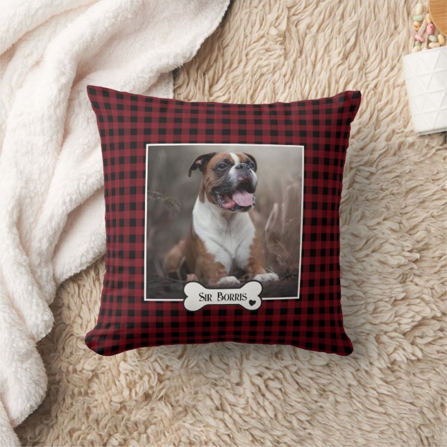 Rustic Buffalo Check Pet Photo Kudde (Filt)