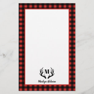 Rustic Buffalo Check Play & Black Antlers Brevpapper