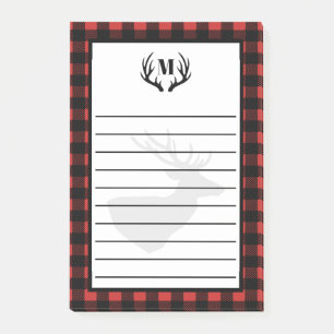 Rustic Buffalo Check Play & Hjort Antlers Post-it Block