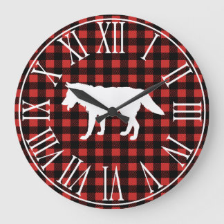 Rustic Buffalo Check Play & White Varg Silhouette Stor Klocka