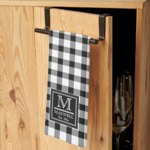 Rustic Buffalo Checks Plattform Monogram Namn å Kökshandduk