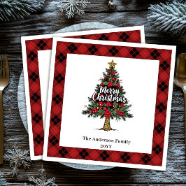 Rustic Buffalo Christmas Napkin Personalized Pappersservett