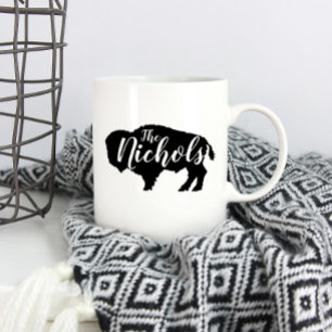 Rustic Buffalo Family Monogram Kaffemugg