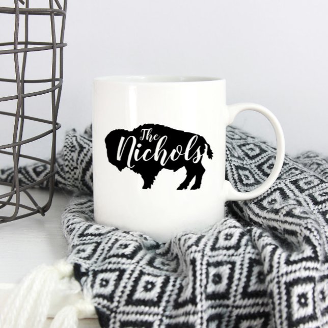 Rustic Buffalo Family Monogram Kaffemugg (Skapare uppladdad)