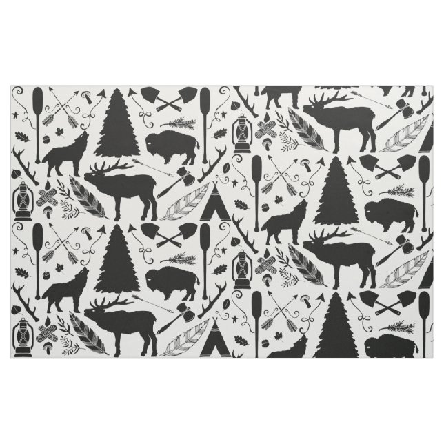 Rustic Buffalo Hjort Arrows varg Woodland Mönster Tyg (Fat Quarter)