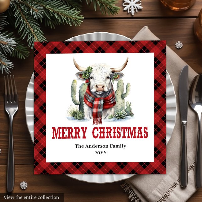 Rustic buffalo plaid Christmas napkins for party Pappersservett (Rustic buffalo plaid Christmas napkins for party

)