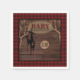 Rustic Buffalo Play Baby Shower Initialer Pappersservett