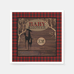 Rustic Buffalo Play Baby Shower Initialer Pappersservett