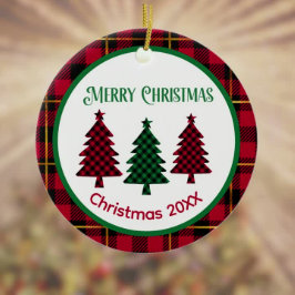 Rustic Buffalo Play i Red Grönt Black jul Julgransprydnad Keramik