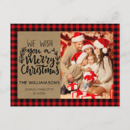 Rustic Buffalo Play Kraft Photo Family Jul Vykort