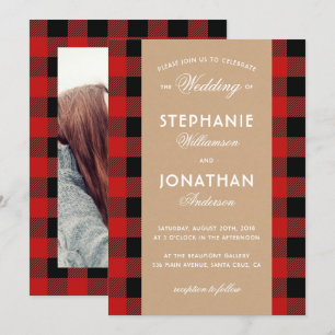 Rustic Buffalo Play & Kraft Wedding bjudande Inbjudningar