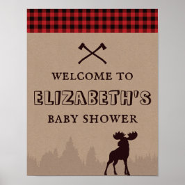 Rustic Buffalo Play Lumberjack Baby Shower Poster