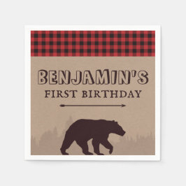 Rustic Buffalo Play Lumberjack Birthday Theme Pappersservett