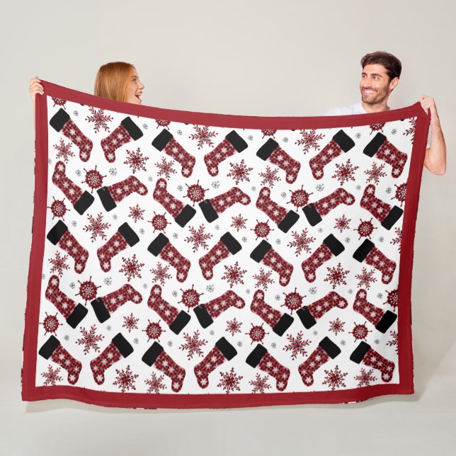 Rustic Buffalo Play Stocking Snöflingor jul Fleecefilt (På plats)